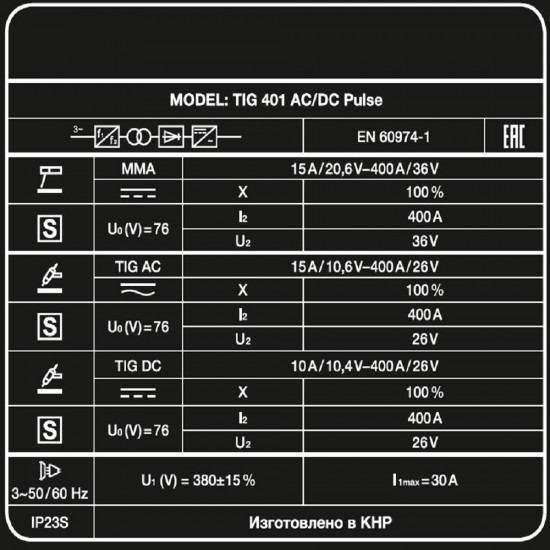 купить Аппарат аргонодуговой сварки TIG 401 AC/DC Pulse