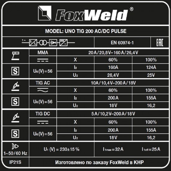 купить Аппарат аргонодуговой сварки UNO TIG 200 AC/DC PULSE