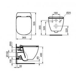 Подвесной унитаз Ideal Standard Tesi T007901 (без крышки)