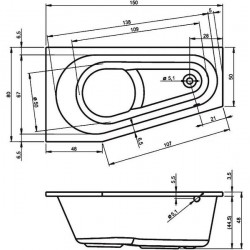 Акриловая ванна Riho Delta B066001005 R 150x80см белый