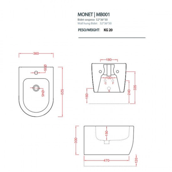 Биде Artceram Monet MNB001 17 00 черное