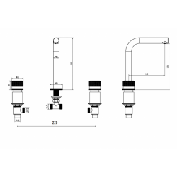 Встраиваемый смеситель для раковины Boheme Stick Diamond 152-SGM оружейная сталь