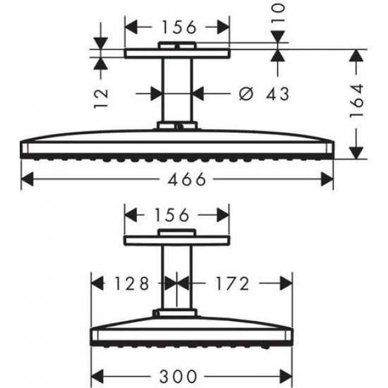 Верхний душ Hansgrohe Raindance Rainmaker Select 460 2jet 24004400