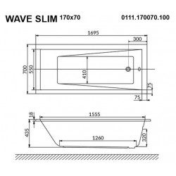 Акриловая ванна Whitecross Wave Slim 0111.170070.100 170x70см белый глянец