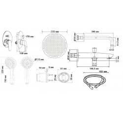 Душевая система ESKO Set_7in1 хром
