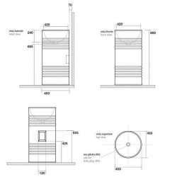 Раковина напольная Kerasan Artwork Barrel 474301 45см слив в стену белый