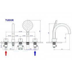 Смеситель на борт ванны Royal Bath Tudor хром RB104