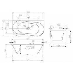 Акриловая ванна ABBER 150x75см AB9494-1.5