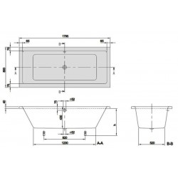 Акриловая ванна Villeroy Boch Targa Plus Duo 180х80 UBA180NES2V01+U99740000 см ножки в комплекте