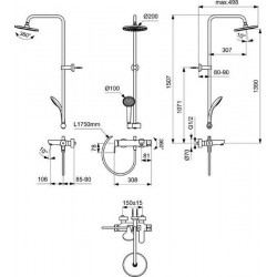 Душевая стойка Ideal Standard Cerafine O чёрный матовый BC749XG
