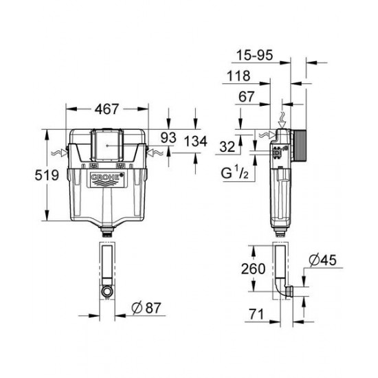 Смывной бачок скрытого монтажа Grohe GD2 38661000
