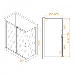 Душевой уголок RGW TO-44B (TO-14B + Z-050-2B) 02074478-14 170x80см чёрный