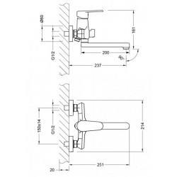 Смеситель для ванны Lemark Point LM0317C Хром