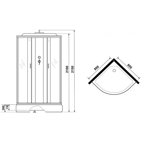 Душевая кабина Niagara NG-3503-14P 80x80см серебро/тонированное