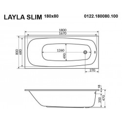 Акриловая ванна Whitecross Layla Slim 0122.180080.100 180x80см белый глянец