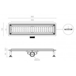 Душевой лоток Ctesi Way Square BK4024150 80см