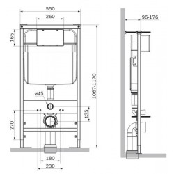Инсталляция ля унитаза SantiLine SL-04 с кнопкой смыва чёрный матовый квадрат