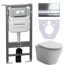 Комплект с инсталляцией Ceramica Nova CN6000_1002CH_1000 унитаз Balearica CN6000 крышка-сиденье с микролифтом и инсталляция Envision CN1002CH с кнопкой смыва хром Flat