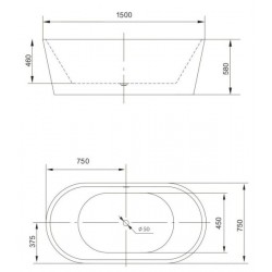 Акриловая ванна Art&Max 150x75см белый AM-203-1500-750