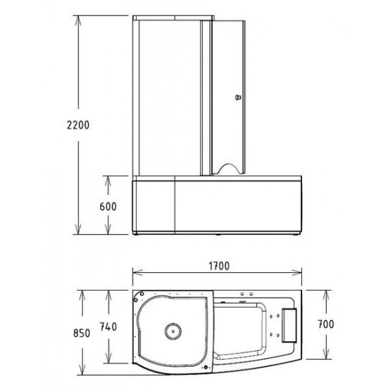 Акриловая ванна Gemy G8040 B L 170x85x220