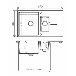 Мойка кухонная Polygran BRIG-870 серый 627376