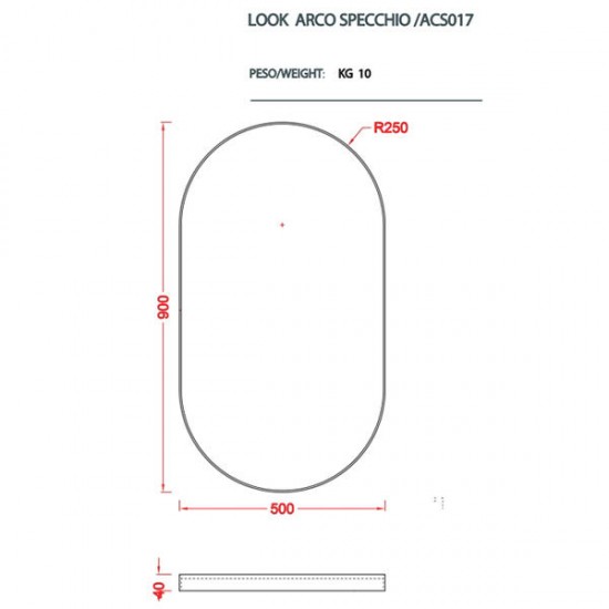 Зеркало Artceram ARCO ACS017 17 в металлической раме черное