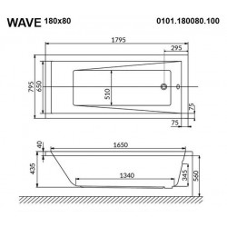 Акриловая ванна Whitecross Wave 0101.180080.100 180x80см белый глянец