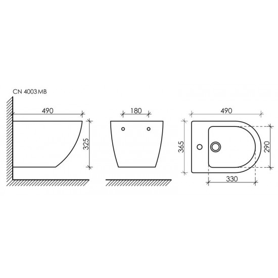 Биде подвесное Ceramica Nova Metropol CN4003MB чёрный матовый