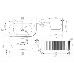 Акриловая ванна ABBER AB9412-1.5 L левая 150x75см белый