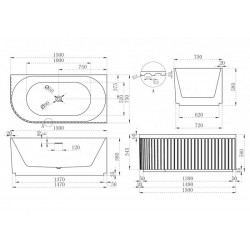 Акриловая ванна ABBER AB9412-1.5 R правая 150x75см белый