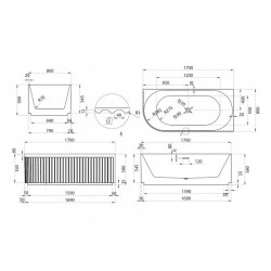 Акриловая ванна ABBER AB9412-1.7 R правая 170x80см белый