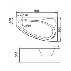 Акриловая ванна GEMY G9046 O R 161x96x68