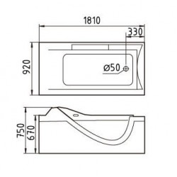 Акриловая ванна GEMY G9055 O R 181x92x75