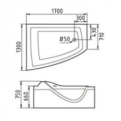 Акриловая ванна GEMY G9056 O L 170x130x75