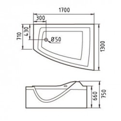 Акриловая ванна GEMY G9056 O R 170x130x75