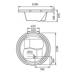 Акриловая ванна GEMY G9060 O 210x210x87