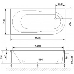 Акриловая ванна Royal Bath Azur левая 160x80см белый RB614202L