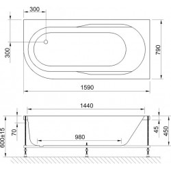 Акриловая ванна Royal Bath Azur правая 160x80см белый RB614202R