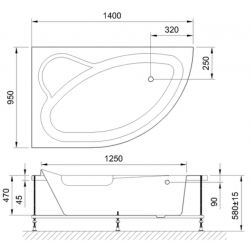 Акриловая ванна Royal Bath Alpine левая 140x95см белый RB819103L