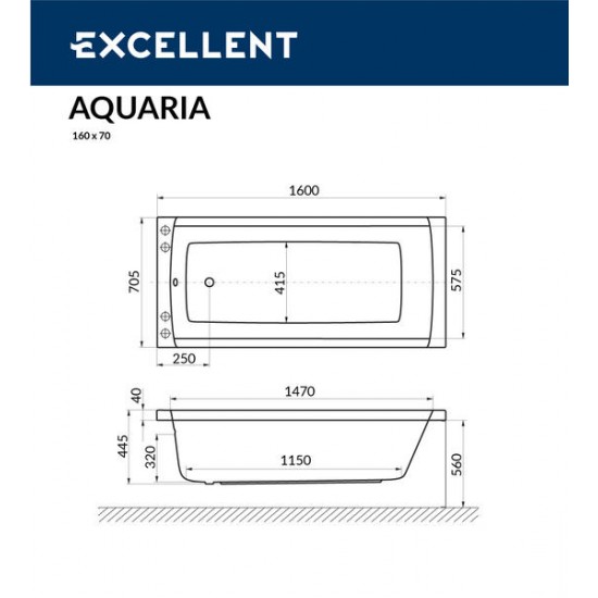 Ванна акриловая Excellent Aquaria WAEX.AQU16WH 160 х 70 см