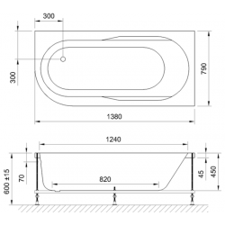 Акриловая ванна Royal Bath Azur правая 140x80см белый RB614200R