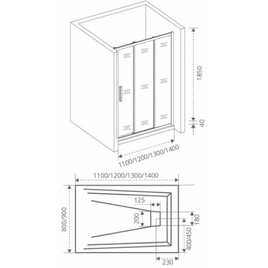 Душевая дверь Good Door Orion WTW - PD-140-G-CH стекло матовое