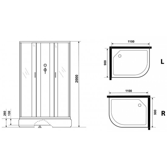 Душевая кабина Niagara NG-33194-14RBK 110x90см серебро/матовое