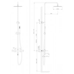Душевая стойка Raiber Graceful RPB-006 чёрный матовый