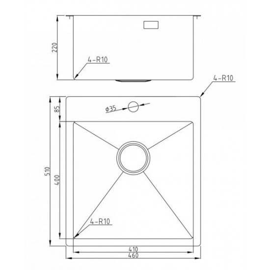 Мойка для кухни Milacio Denia 46 Steel MC.77470 нержавеющая сталь