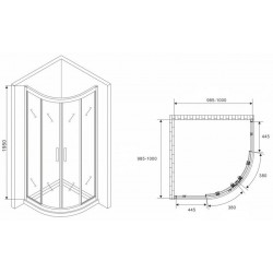 Душевой уголок ABBER Schwarzer Diamant AG01100M 100x100см хром