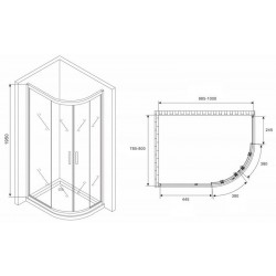 Душевой уголок ABBER Schwarzer Diamant AG01180B 100x80см чёрный