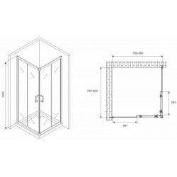Душевой уголок ABBER Schwarzer Diamant AG02080B5 80x80см чёрный