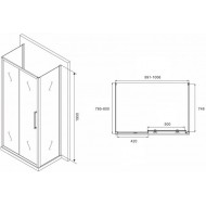 Душевой уголок ABBER Schwarzer Diamant AG30100H-S80-S80 100x80см хром