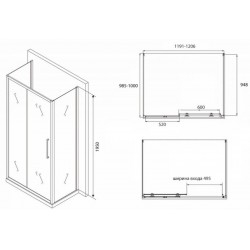 Душевой уголок ABBER Schwarzer Diamant 120x100см AG30120BH-S100B-S100B